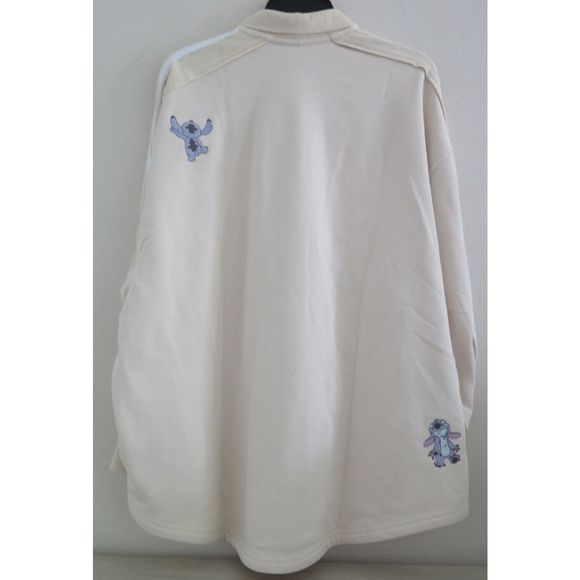 adidas HF4631 Women's Sz XL Beige Disney Lilo & Stitch Button Down L/S Shirt - Picture 2 of 11